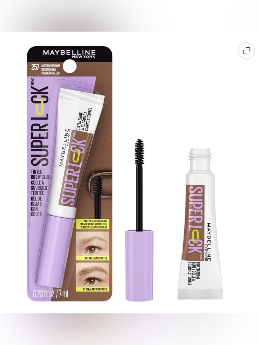 Maybelline • Super Lock Brow Glue Tinted Eyebrow Gel • 257Medium Brown • NWT $10